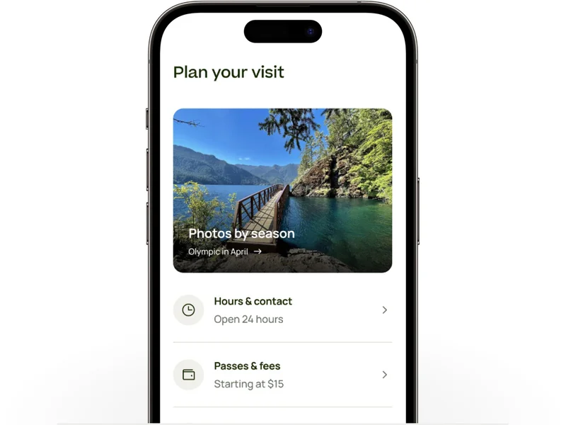 AllTrails app screen displaying new Park pages feature