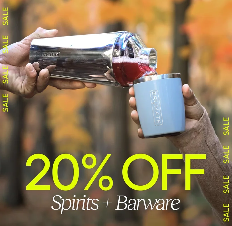 20% off Spirits and Barware