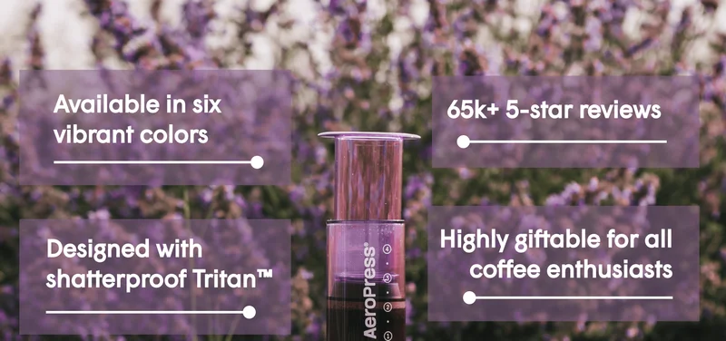 Available in six vibrant colors 65k+ 5-star reviews  Designed with shatterproof Tritan™ Highly giftable for all coffee enthusiasts