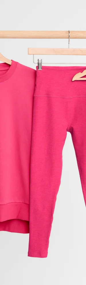 Spacedye Caught In The Midi High Waisted Legging in Vivid Pink Heather