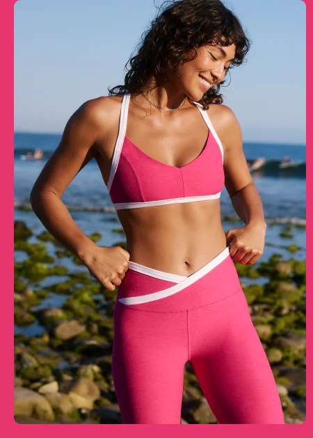 Spacedye Outlines Bra in Vivid Pink Heather/Cloud White