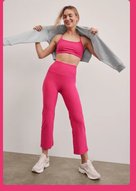 Spacedye Retro Cropped Pant in Vivid Pink Heather
