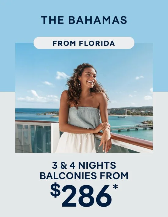 Free Balcony Upgrade – The Caribbean & The Bahamas From Florida – 3 Nights – Click to View Cruises & Book Now