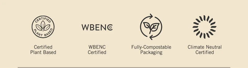 Certified Plant Based. WBE NC Certified. Fully-Compostable Packaging. Climate Neutral Certified.