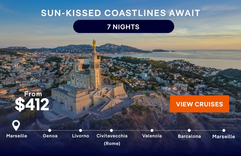 The Mediterranean Calls – 7
Nights – Barcelona, Marseille, Genoa, Civitavecchia (Rome), Valencia, & Barcelona – Click to View Cruises & Book Now The Mediterranean Calls – 7 Nights – Barcelona, Marseille, Genoa, Civitavecchia (Rome), Valencia, & Barcelona – Click to View Cruises & Book Now