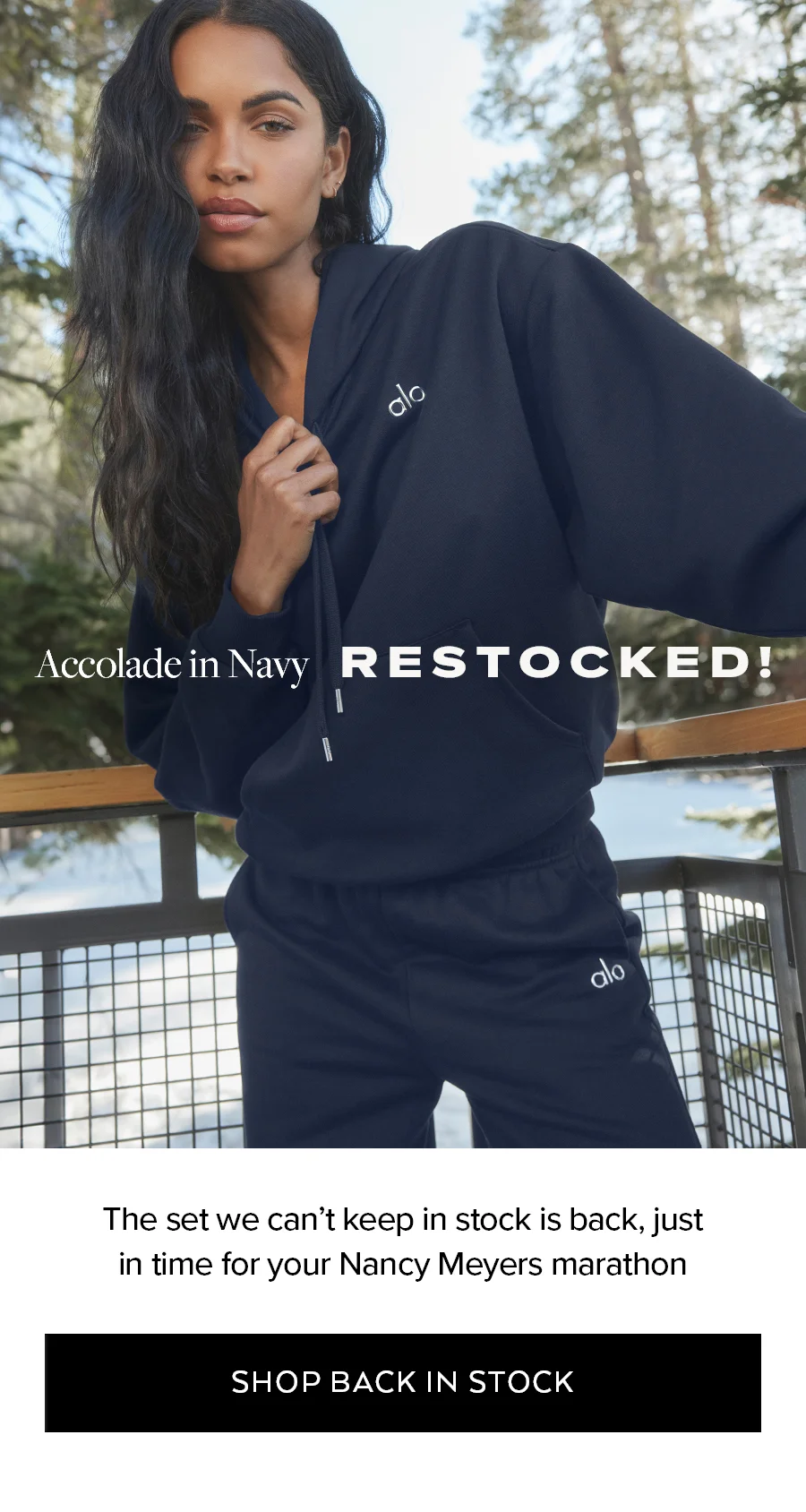 ACCOLADE IN NAVY RESTOCKED! THE SET WE CAN'T KEEP IN STOCK IS BACK, JUST IN TIME FOR YOUR NANCY MEYERS MARATHON SHOP IN STOCK