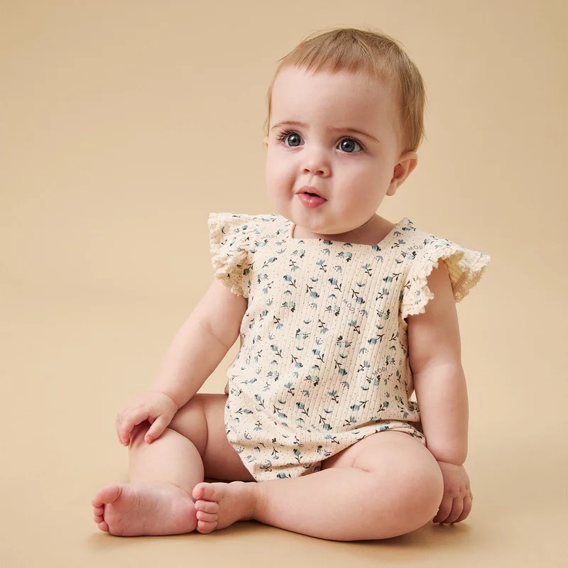 Image of Floral Frilled Ribbed Bloomer