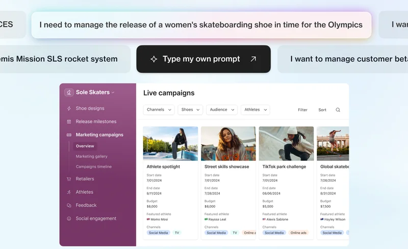 AI prompts used to generate an app - Interface using gallery view