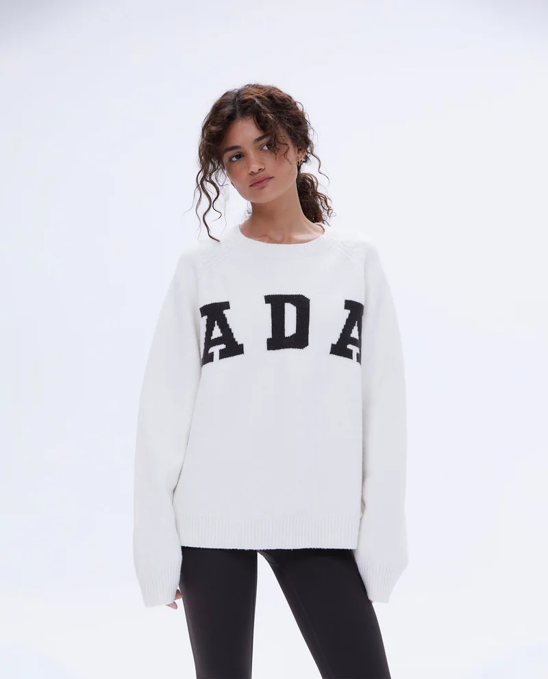 Image of ADA Oversized Knit Sweatshirt - Cream/Coffee Bean
