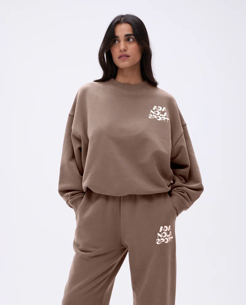 Image of Retro Relaxed Sweatshirt - Pebble Brown/Marshmallow White