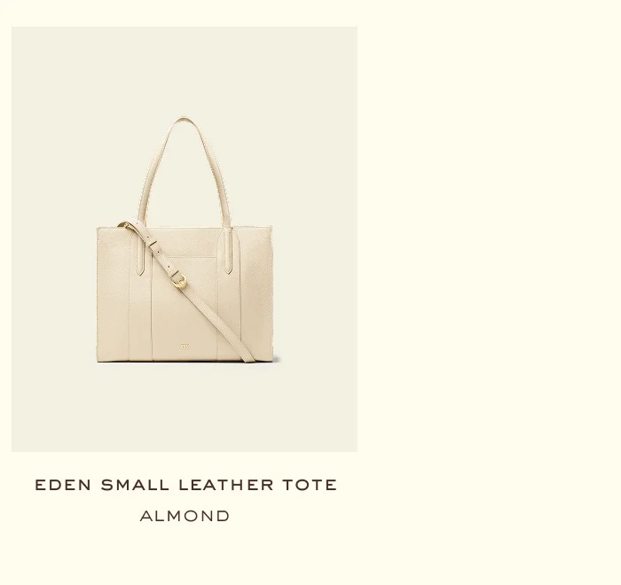 eden small leather tote almond