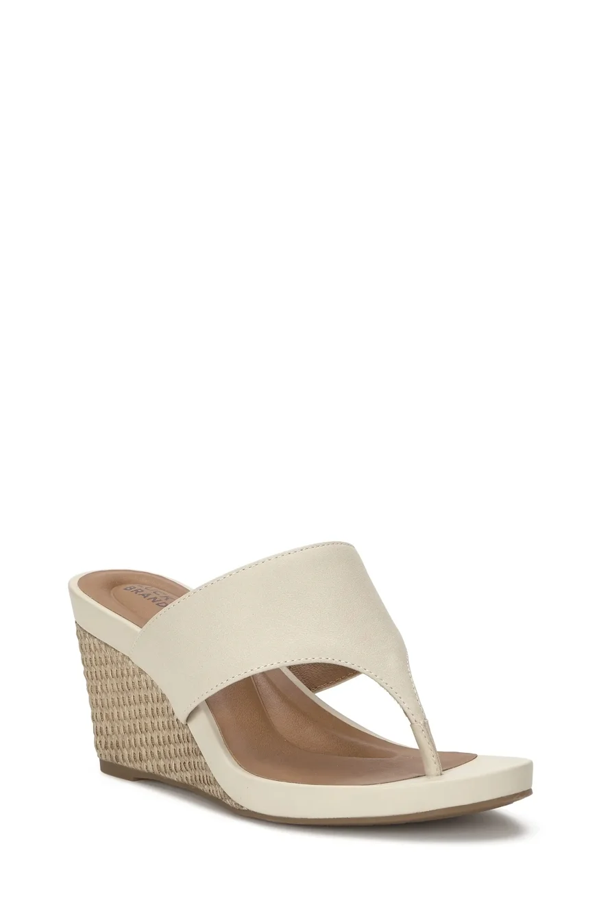 Image of Lucky Brand Laurey Thong Wedge - Women's Accessories Shoes Wedges in Oatmeal