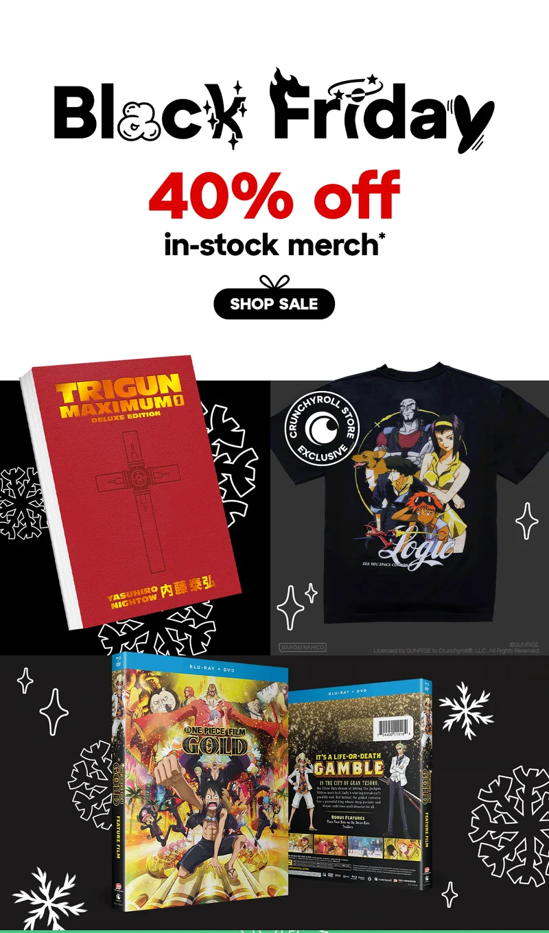 Black Friday. 40% off in-stock merch