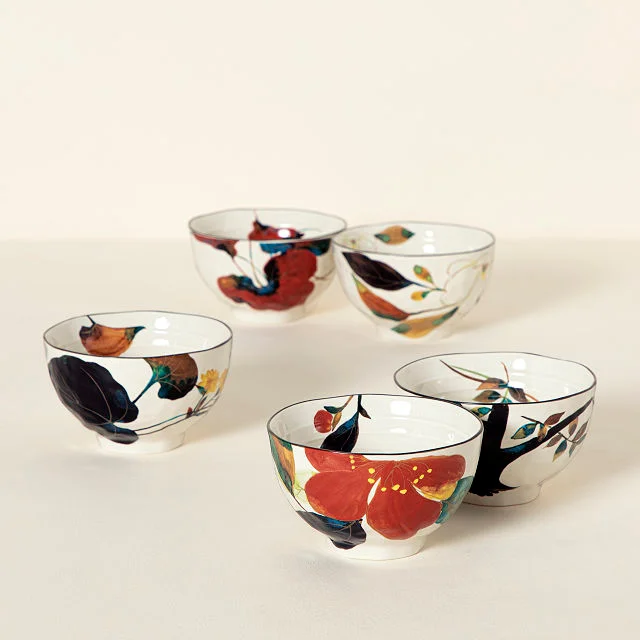 Flowers of Japan Mino Yaki Bowl Set