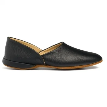 Grecian Style Slipper in Black Deerskin