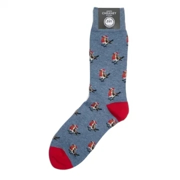Robins Festive Denim/Red Mens Cotton Socks