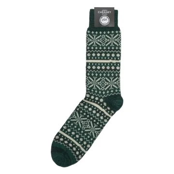 Christmas Pattern Green Merino Wool Socks