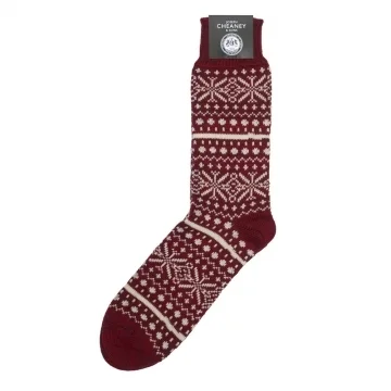 Christmas Pattern Red Merino Wool Socks