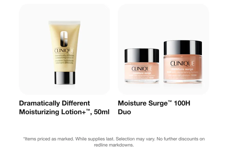 Dramatically Different Moisturizing Lotion+™, 50ml | Moisture Surge™ 100H Duo | *Items priced as marked. While supplies last. Selection may vary. No further discounts on redline markdowns.