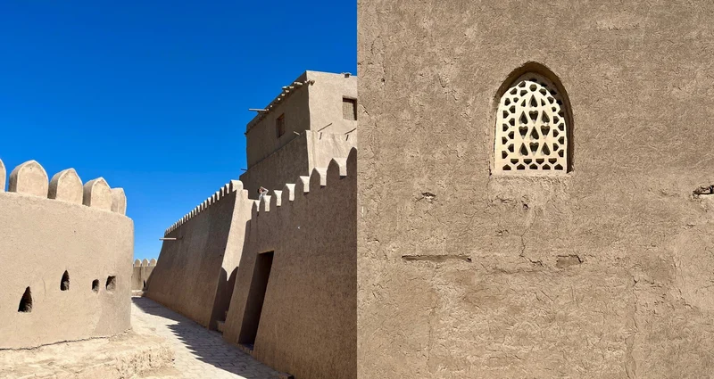 Sand-colored buildings in Khiva, Uzbekistan