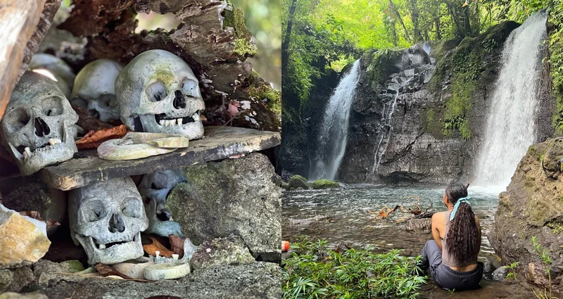 Skull Island and waterfalls in the Solomon Islands