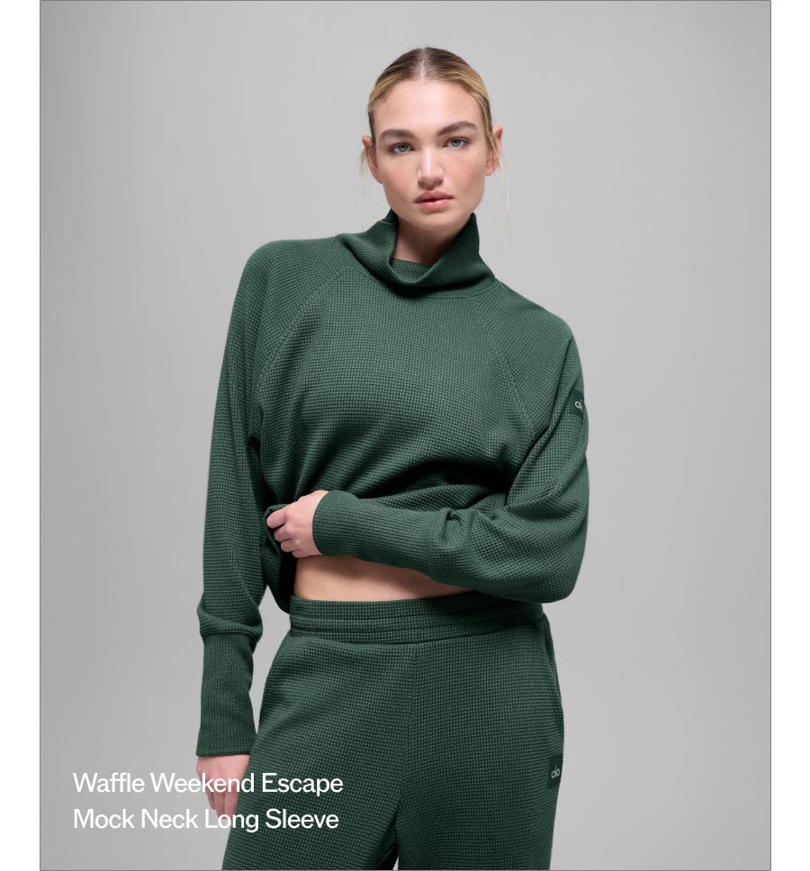 WAFFLE WEEKEND ESCAPE MOCK NECK LONG SLEEVE