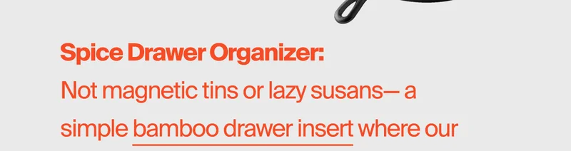 Spice drawer organizatoin
