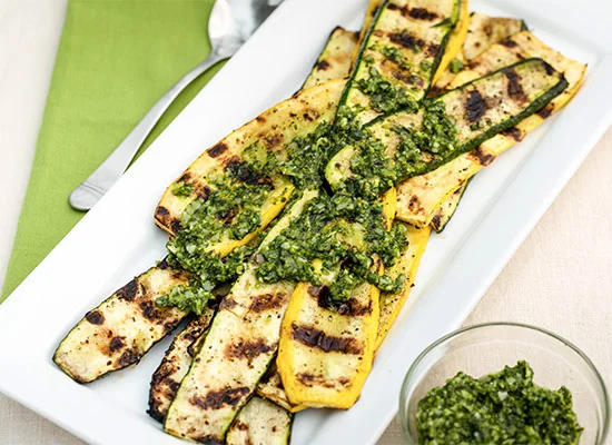image of Mixed Grill of Summer Squash and Zucchini with Pesto