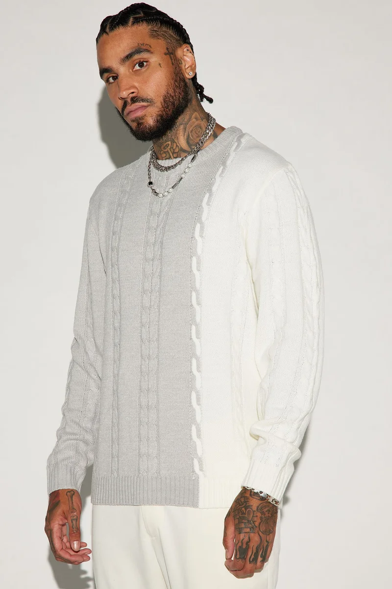 Image of Cody Cable Knit Sweater - Heather Grey