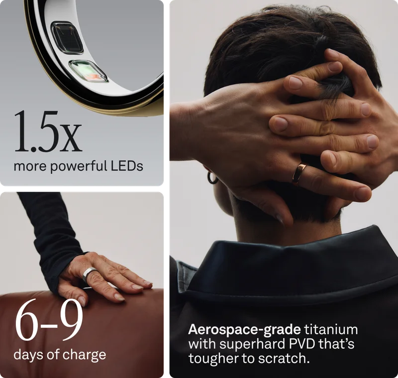 4x more powerful LEDs. 6-9 days of charge. Aerospace-grade titanium with superhard PVD that’s tougher to scratch.