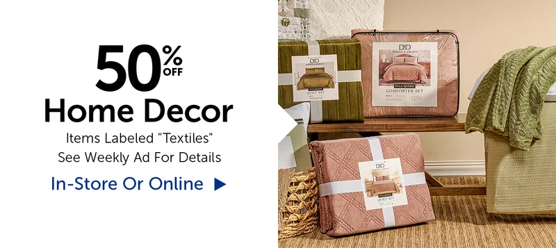 50% Off Home Decor - Items Labeled "Textiles"