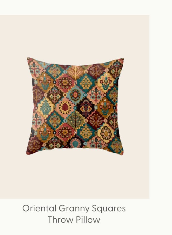 Oriental granny squares Throw Pillow
