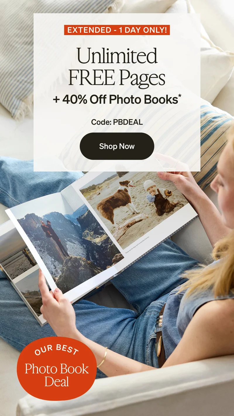 Unlimited Free Pages + 40% Off Photo Books