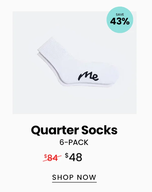 Quarter Socks 6-Pack | $48 | Shop Now