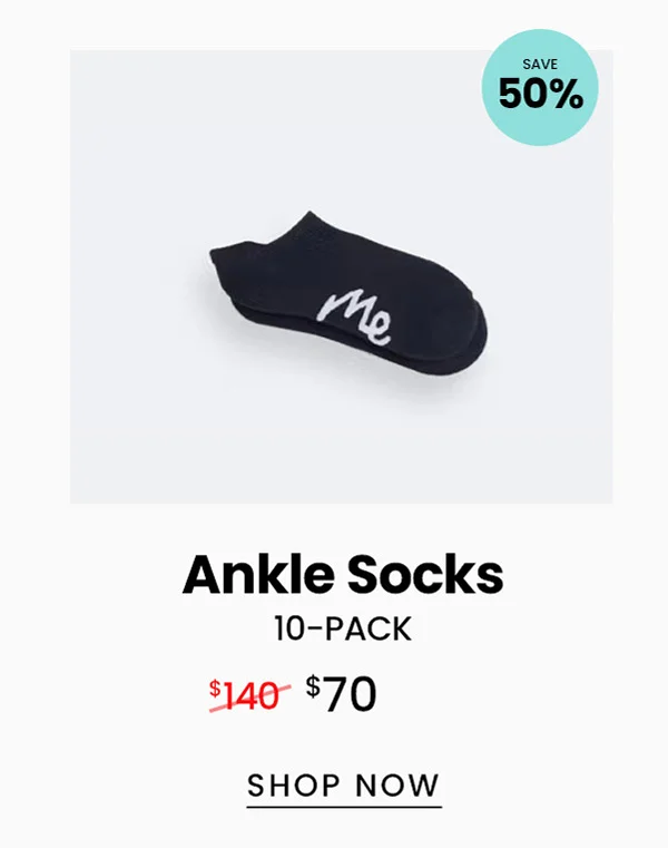 Ankle Socks 10-Pack | $70 | Shop Now