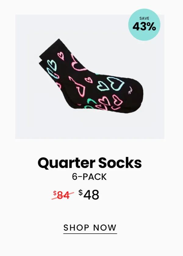 Quarter Socks 6 -Pack | $48 | Shop Now
