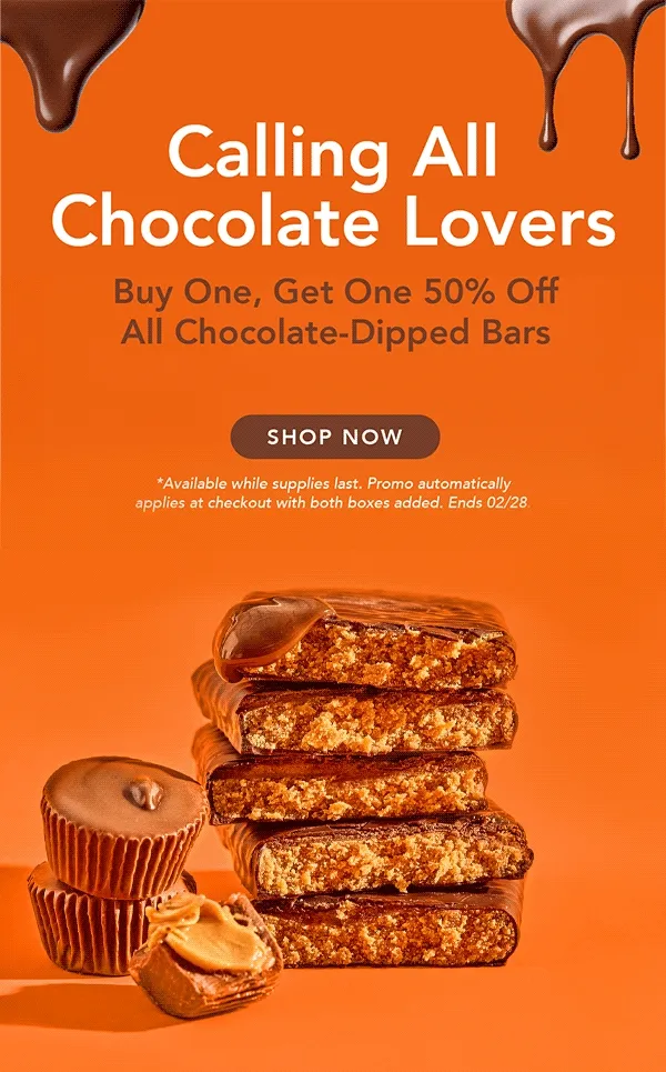 Buy One, Get One 50% Off All Chocolate-Dipped Bars