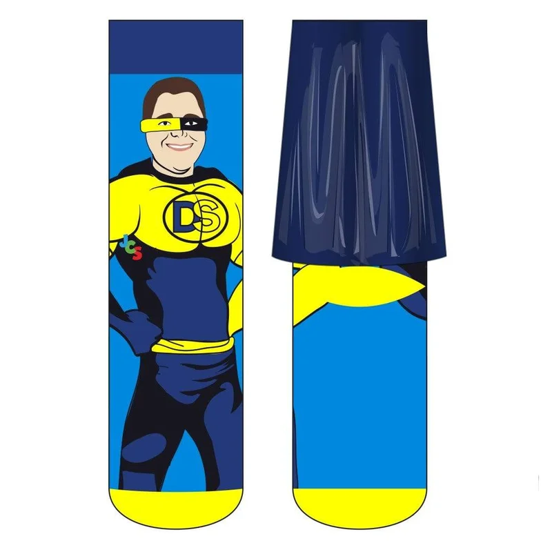 Image of Down Syndrome Caped Superhero Boy Crew Sock