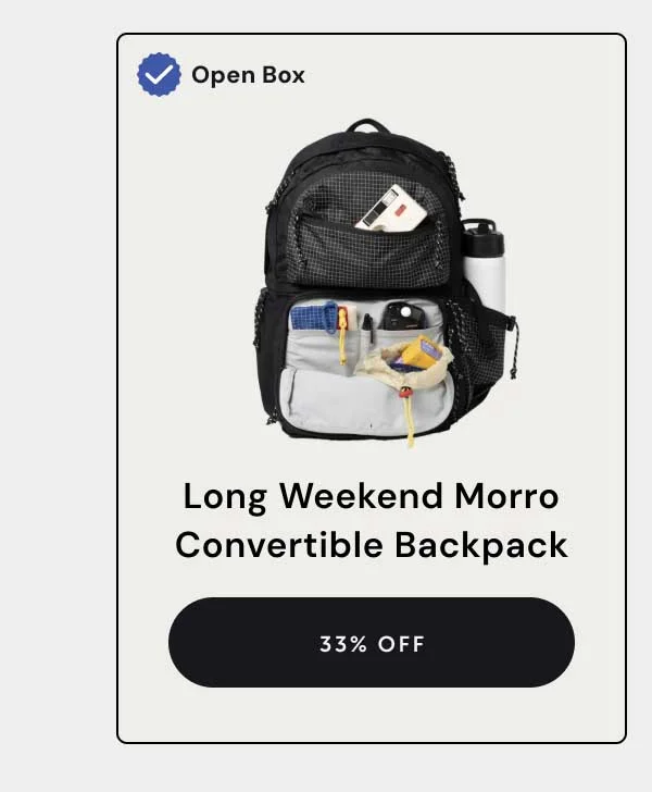 Long Weekend Morro Convertible Backpack Open Box 33% OFF