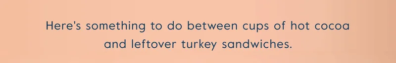 Here's something to do between cups of hot cocoa and leftover turkey sandwiches.