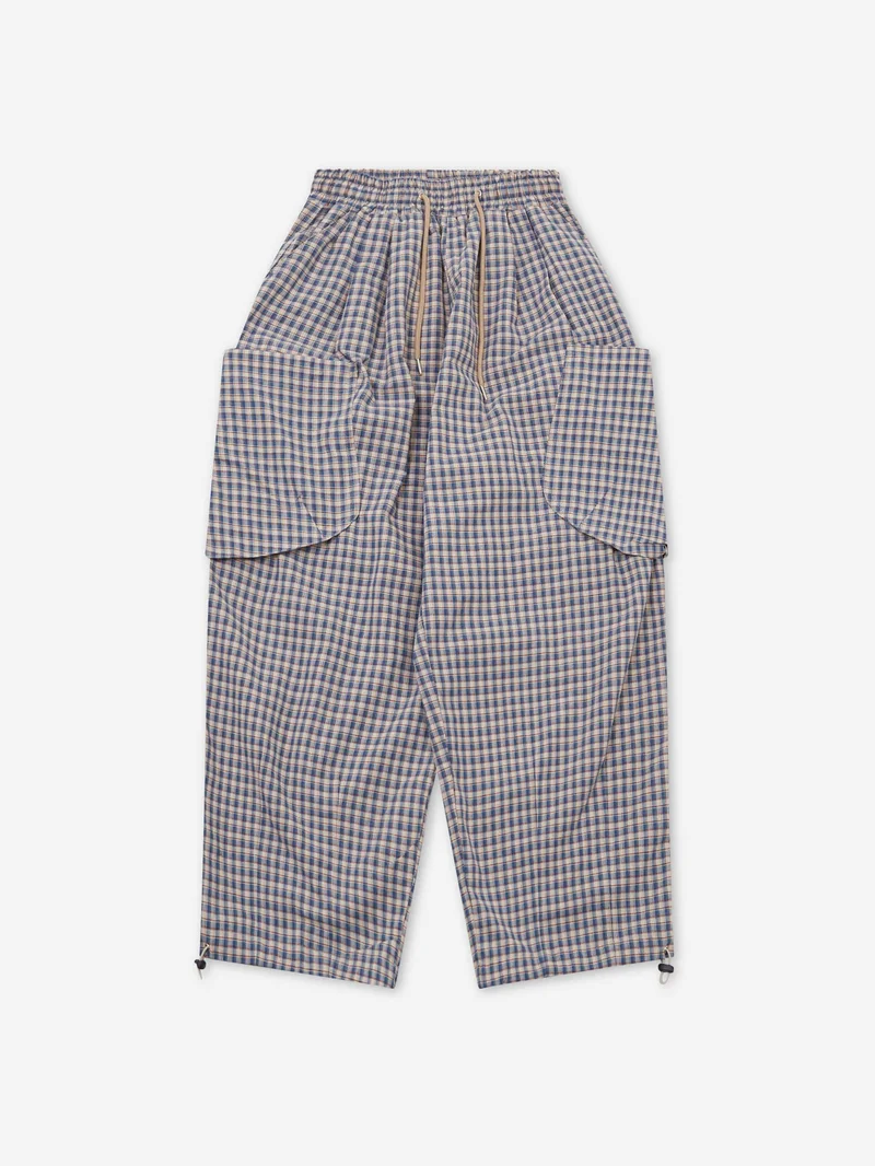 Image of Estudio Niksen Bungee Checkered Cargo Pants - Checkered Blue
