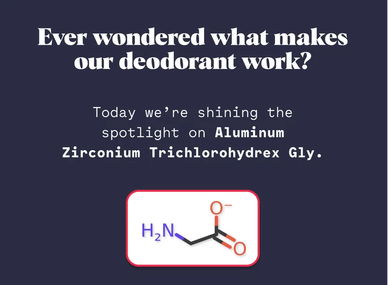 Ever wondered what makes our deodorant work? Today we’re shining the spotlight on Aluminum Zirconium Trichlorohydrex Gly.