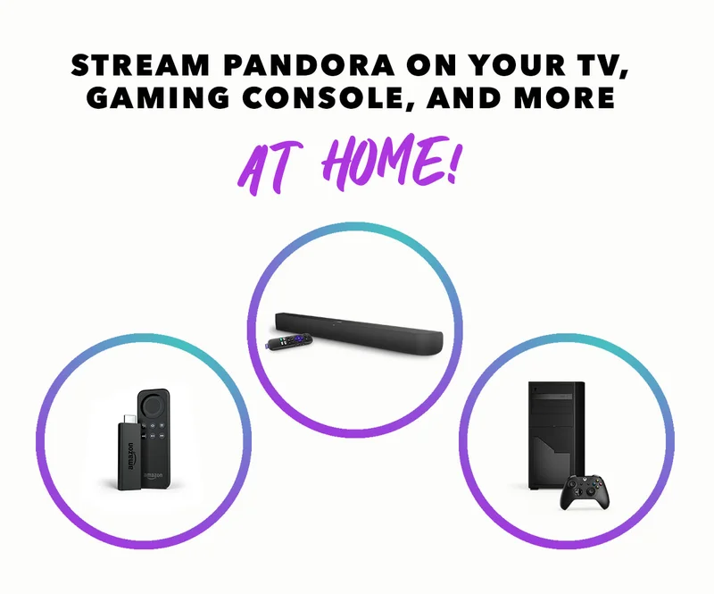 Stream Pandora on your TV, gaming console, and more at home!