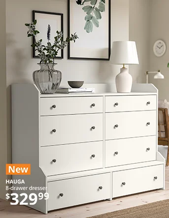 HAUGA 8-drawer dresser $329.99