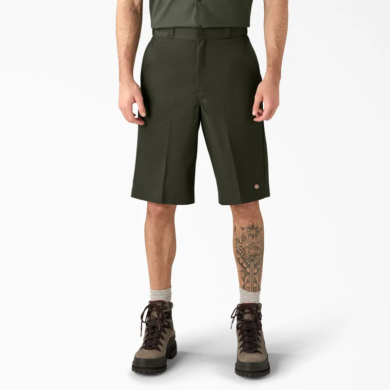 Image of Loose Fit Flat Front Work Shorts, 13"