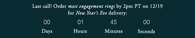 Order an engagement ring now for delivery by New Year's Eve