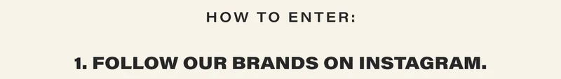 how to enter - 1. FOLLOW OUR BRANDS ON INSTAGRAM.