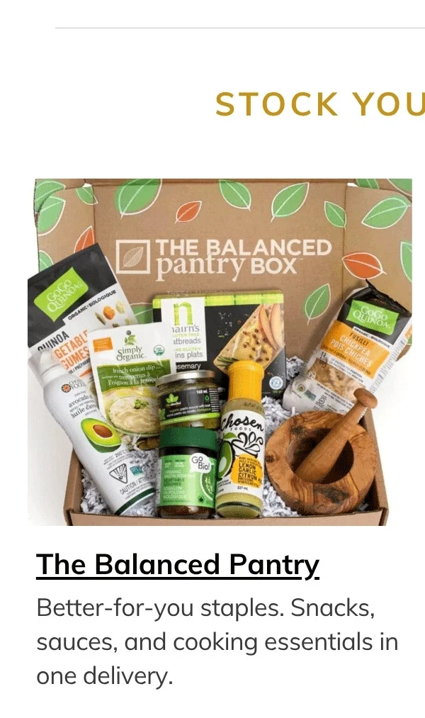 Your monthly pantry refresh! Stock your kitchen with staples