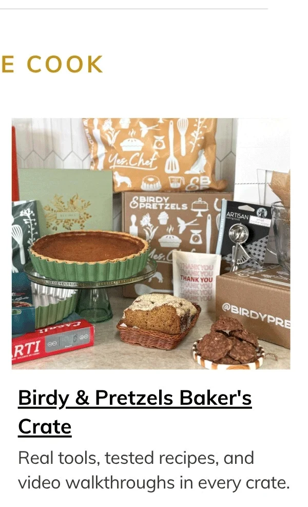 Birdy & Pretzels Baker’s Crate | Monthly Baking Box with Tools, Recipes & Video Tutorials