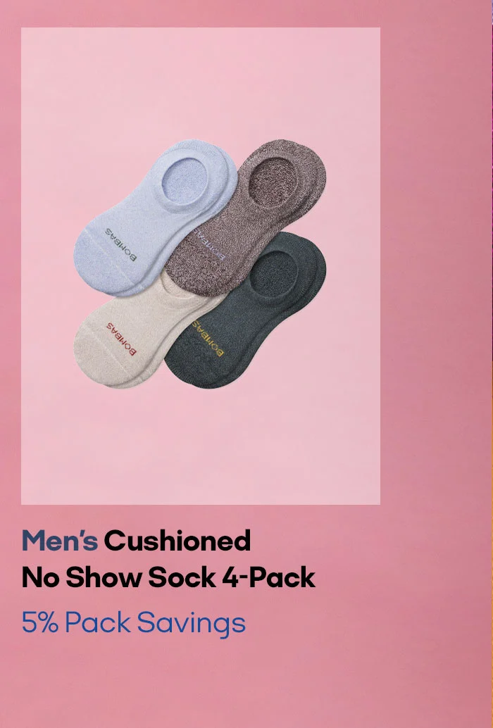 Men's Cushioned No Show Sock 4-Pack 5% Pack Savings